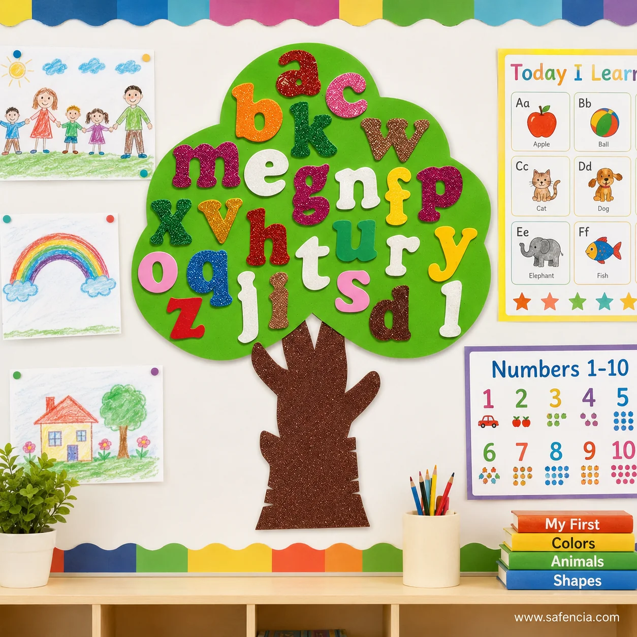 Colorful glitter foam numbers sheet