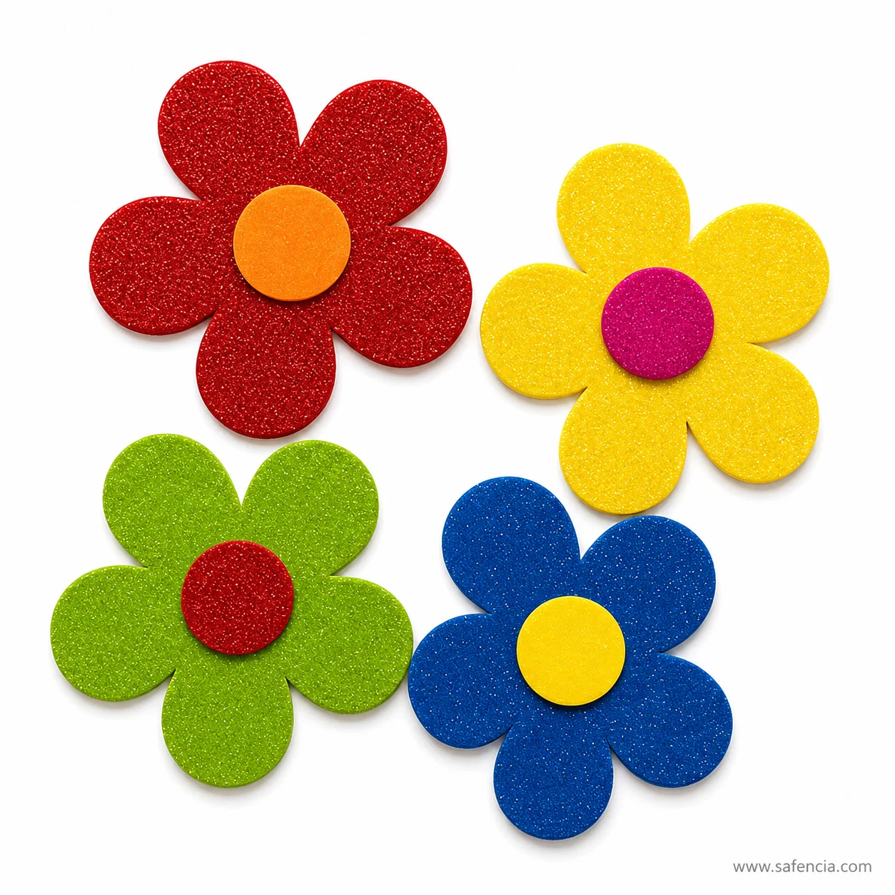 Glitter flower stickers craft flat lay
