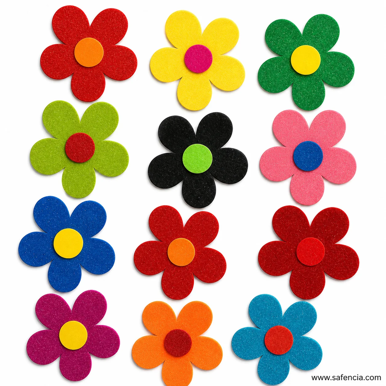 Glitter foam flowers grid layout