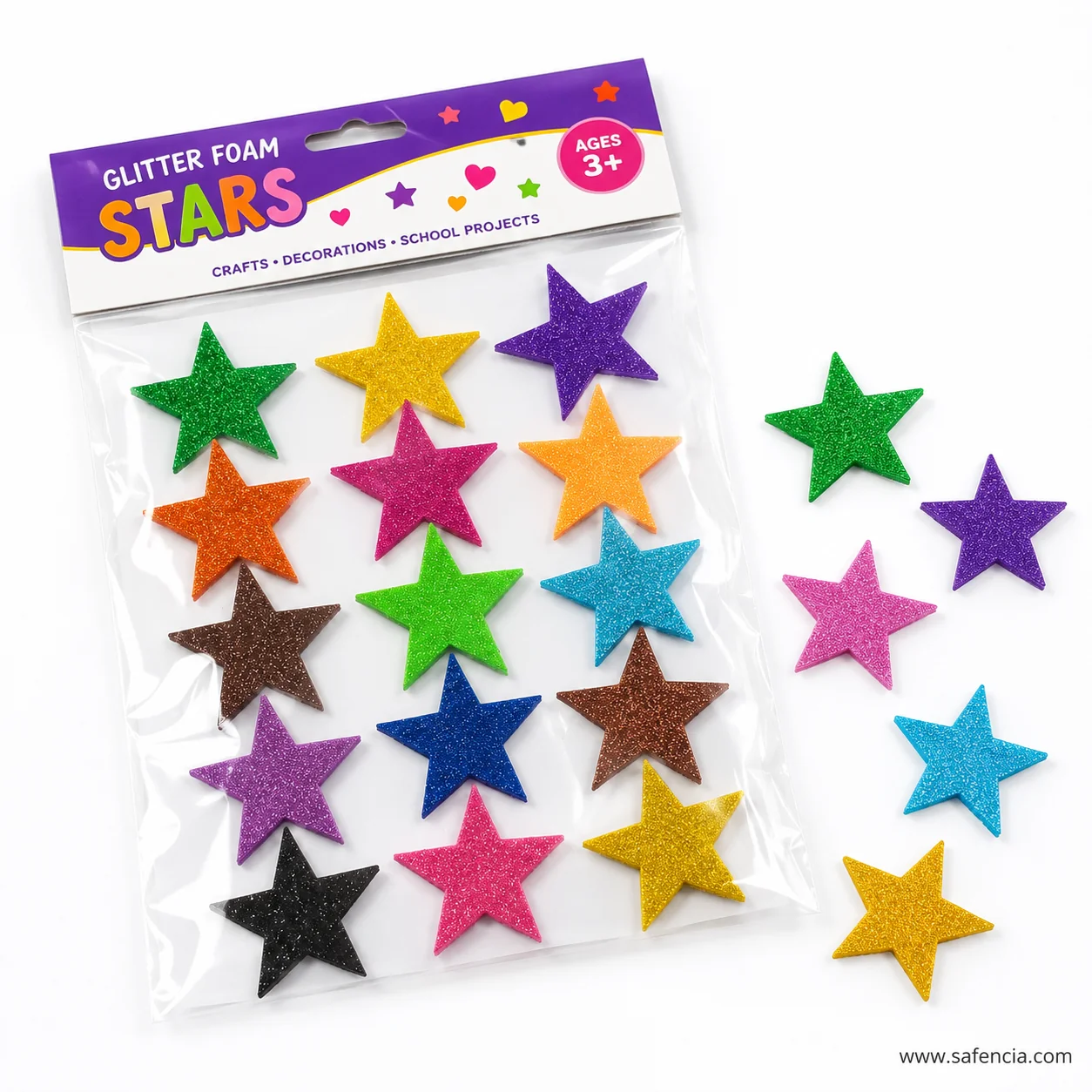 Shimmering glitter stars detail