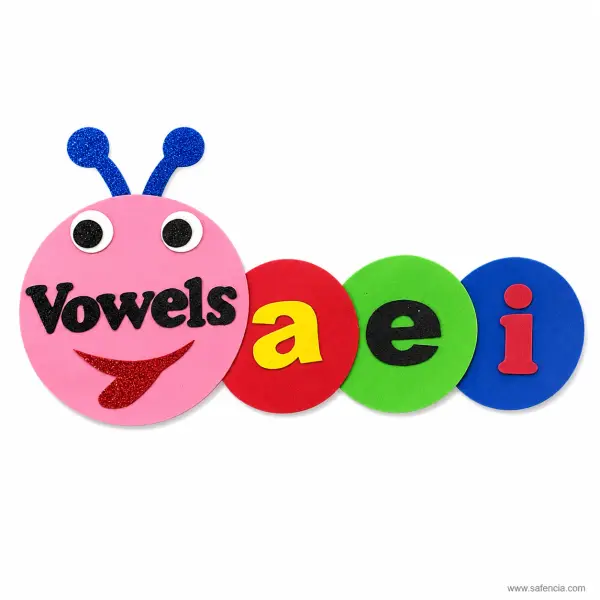 Foaming Glitter English Vowels (A E I O U) Phonics Learning Cutouts