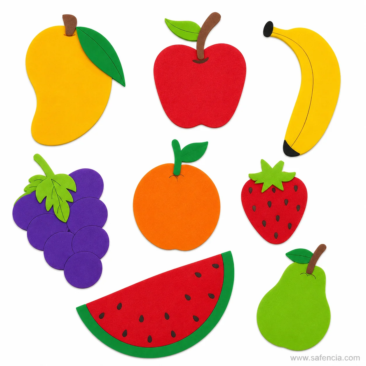Preschool nutrition chart with foam fruits