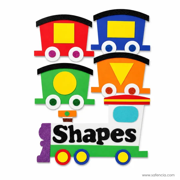 Foaming Sticker Train Shapes (Self-Adhesive Colorful Locomotive & Track Set)