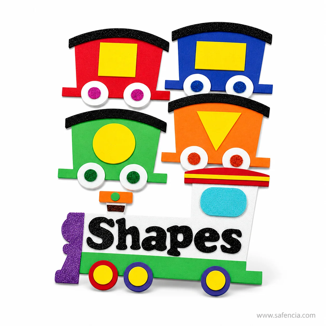 Transportation craft project with foam train stickers