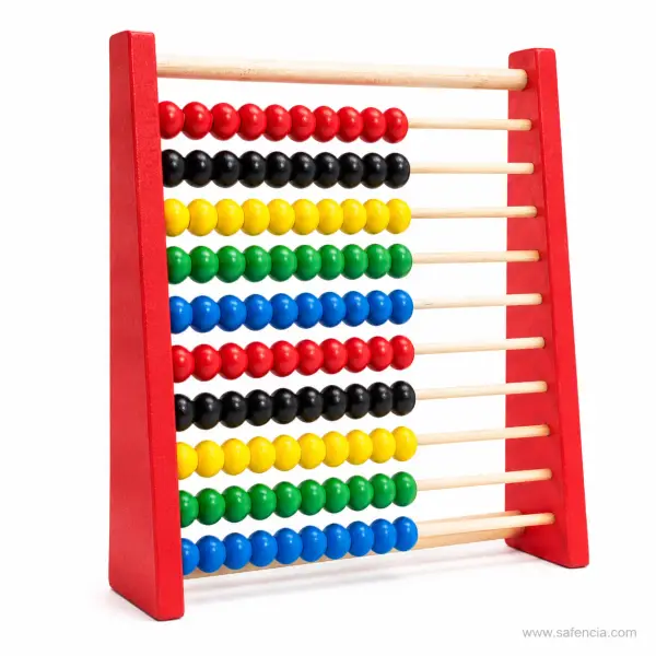 Wooden Abacus 100 Beads (Ten Rows of Ten, Red Standing Frame)