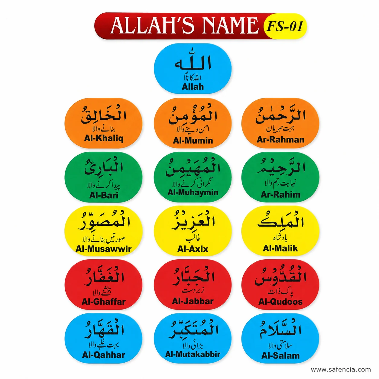 Allah's Name foam chart with the red banner and the FS-01 model code in view