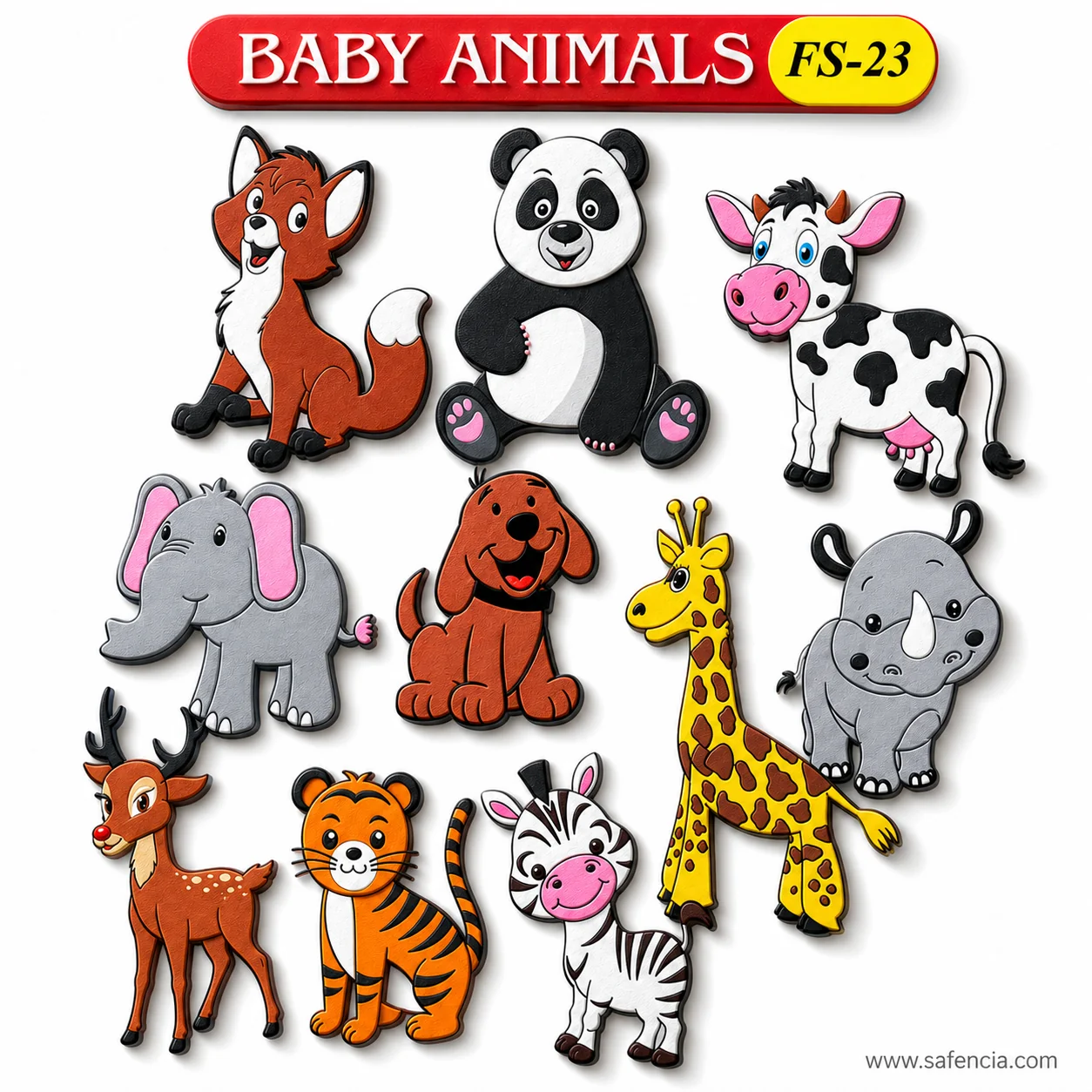 Baby animals foam set with its red banner and the FS-23 model code in view