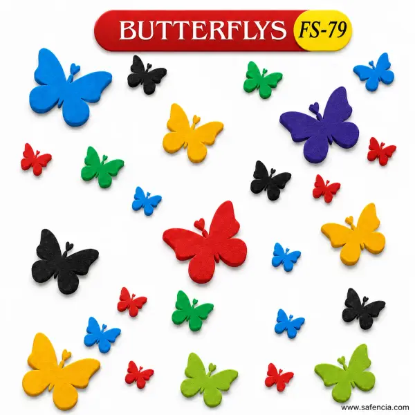 Butterflies Foam Wall Cut-Outs (FS-79, Three Sizes, Seven Colours)