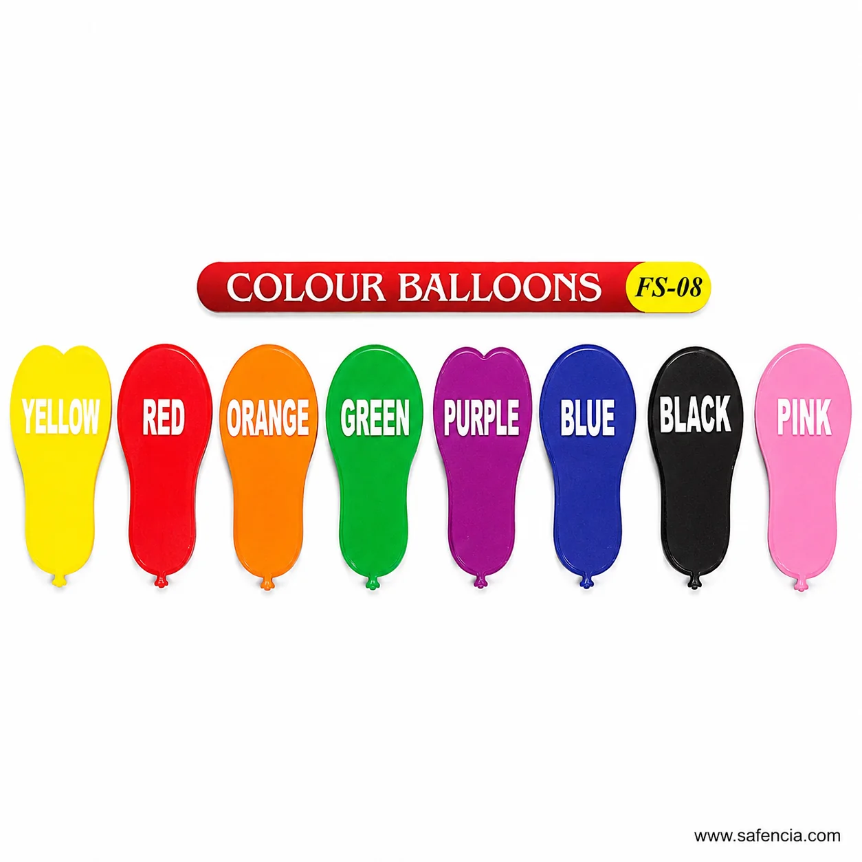 Angled view of the colour balloons foam set showing each balloon as a separate cut piece