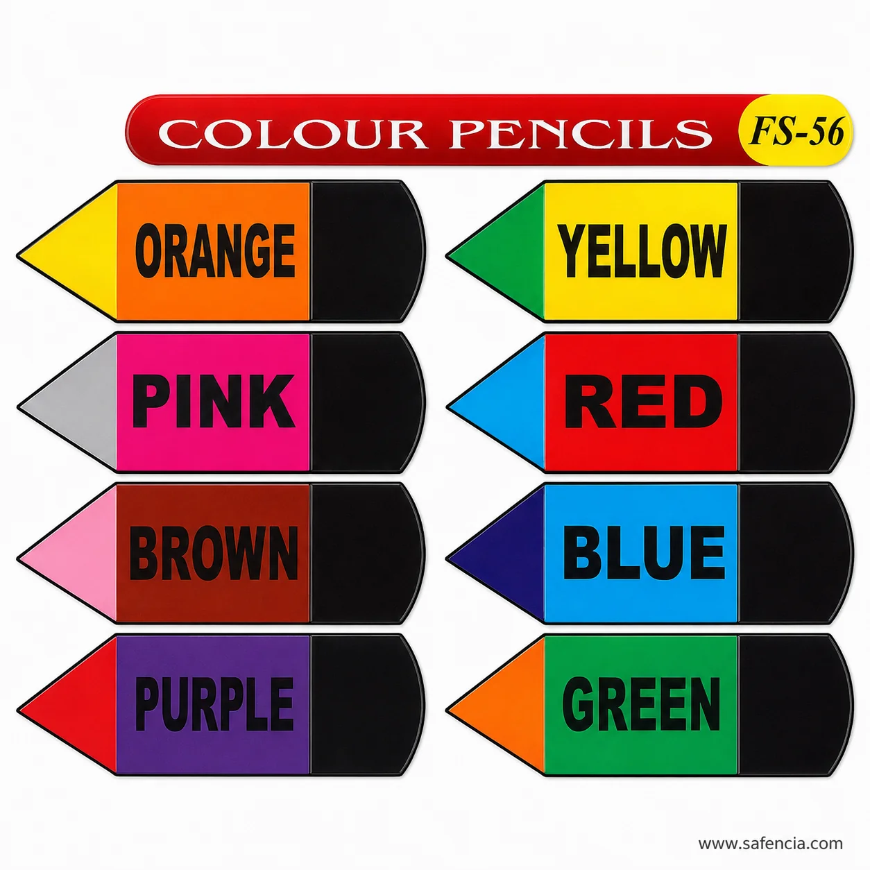 Angled view of the colour pencils foam set showing each pencil as a separate cut piece