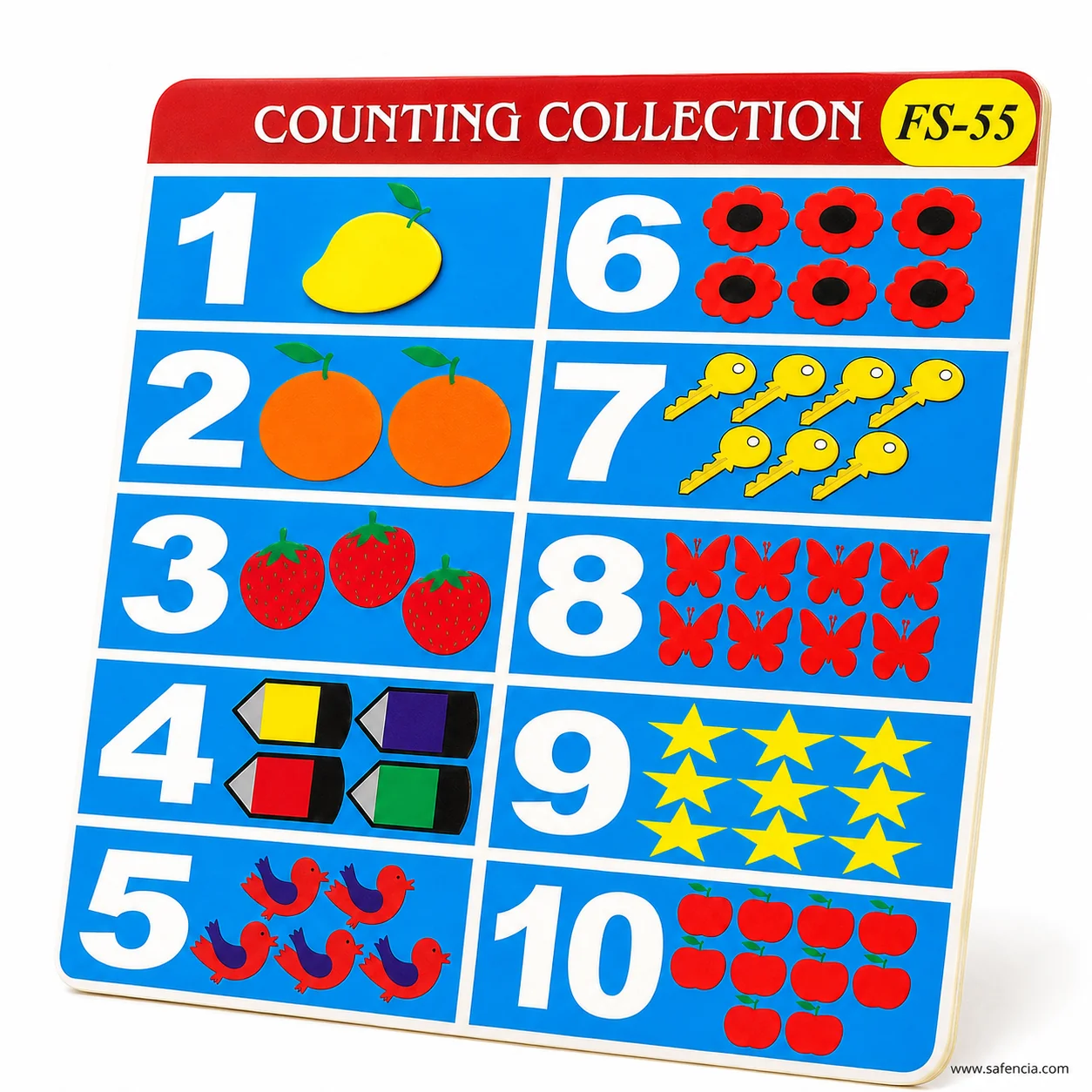 Counting collection foam chart with the red banner and the FS-55 model code in view