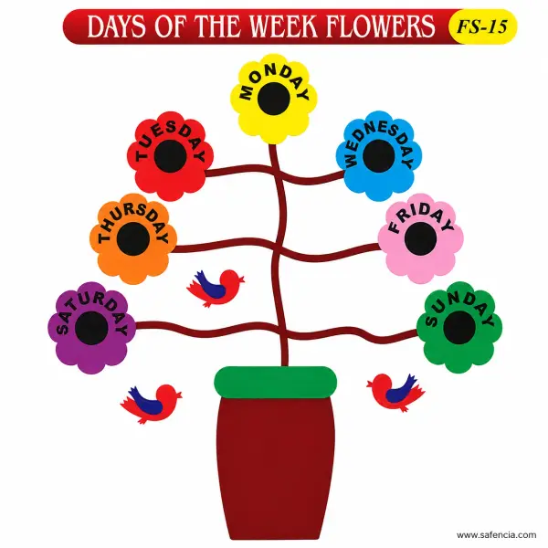 Days of the Week Flowers Foam Wall Set (FS-15, Seven Flowers)