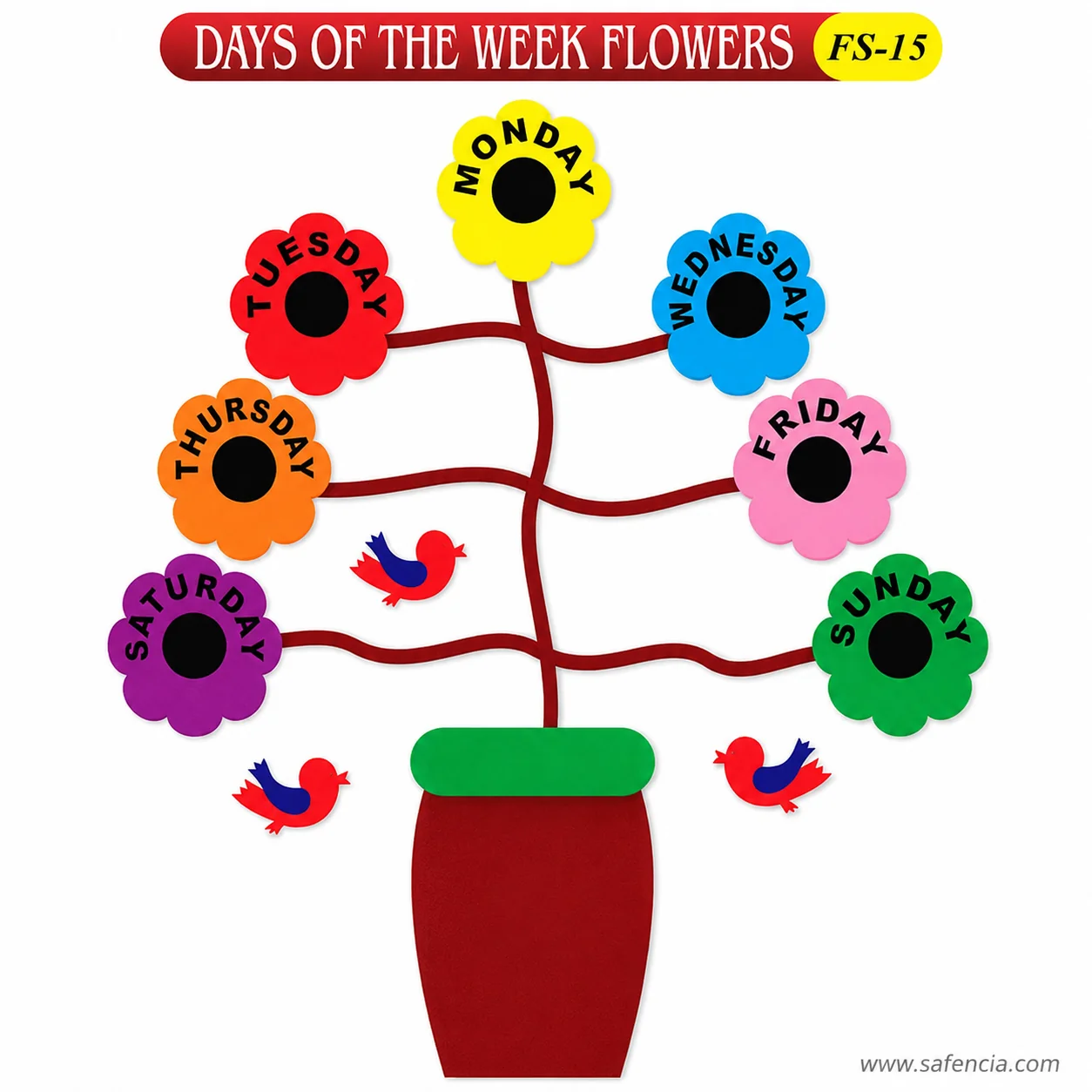Days of the week flowers foam set with its red banner and the FS-15 model code in view
