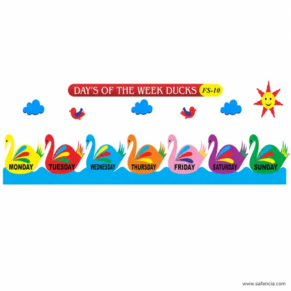 Days of the Week Ducks Foam Wall Set (FS-10, Seven Named Days)