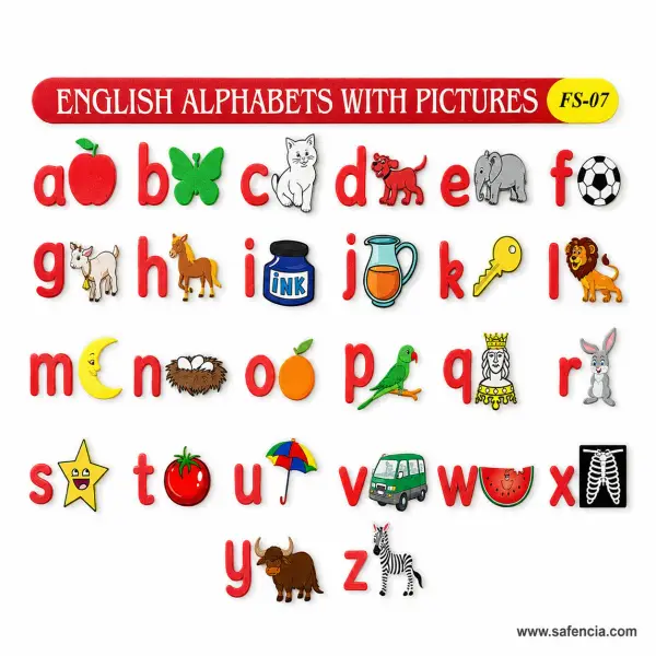 English Alphabets with Pictures Foam Wall Chart (FS-07, a to z)