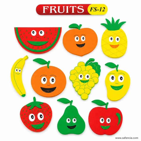Fruits Foam Wall Cut-Out Set (FS-12, Ten Smiling Fruits)