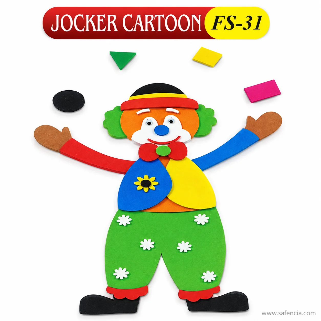 Joker cartoon foam cut-out with the red banner printed JOCKER CARTOON and FS-31