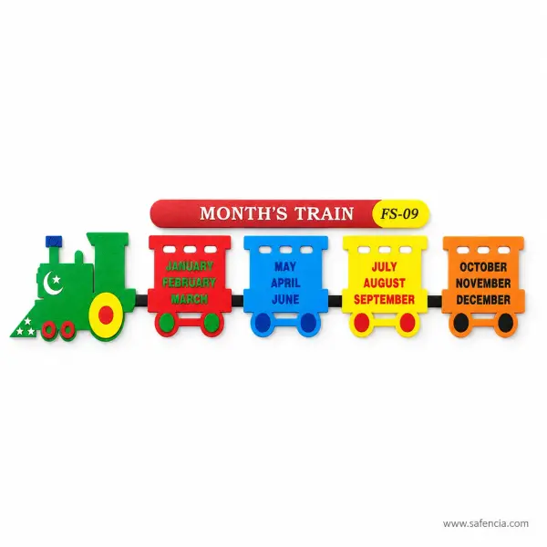 Months of the Year Foam Train Wall Set (FS-09, Engine and Four Wagons)