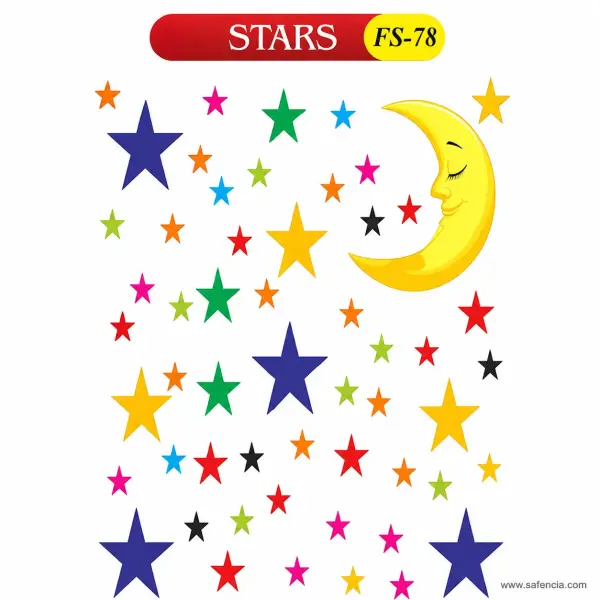 Stars Foam Wall Cut-Outs (FS-78, Mixed Sizes With a Moon)
