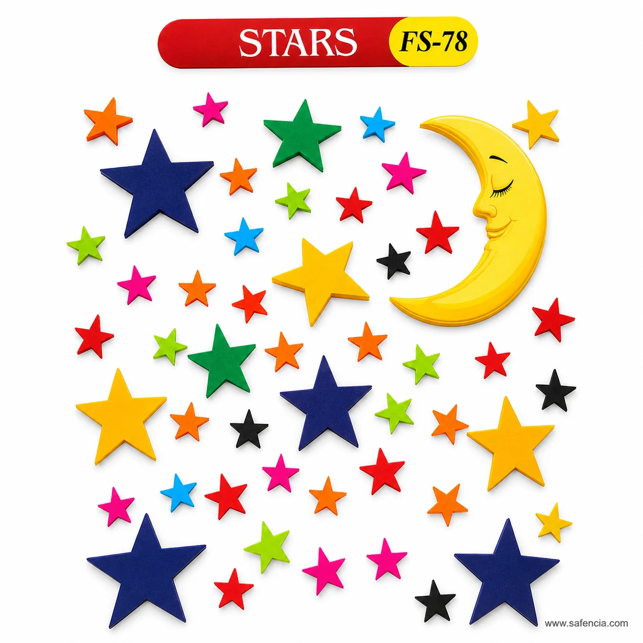 Foam star wall cut-outs with the red STARS banner and the FS-78 model code in view