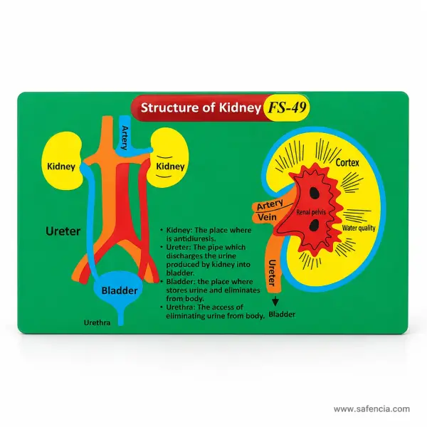 Structure of Kidney Foam Wall Chart (FS-49, Two Diagrams)