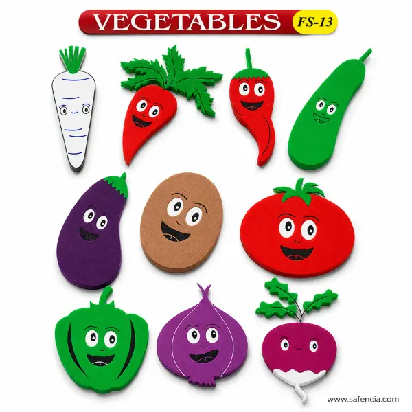 Vegetables Foam Wall Set (FS-13, Ten Vegetables With Faces)