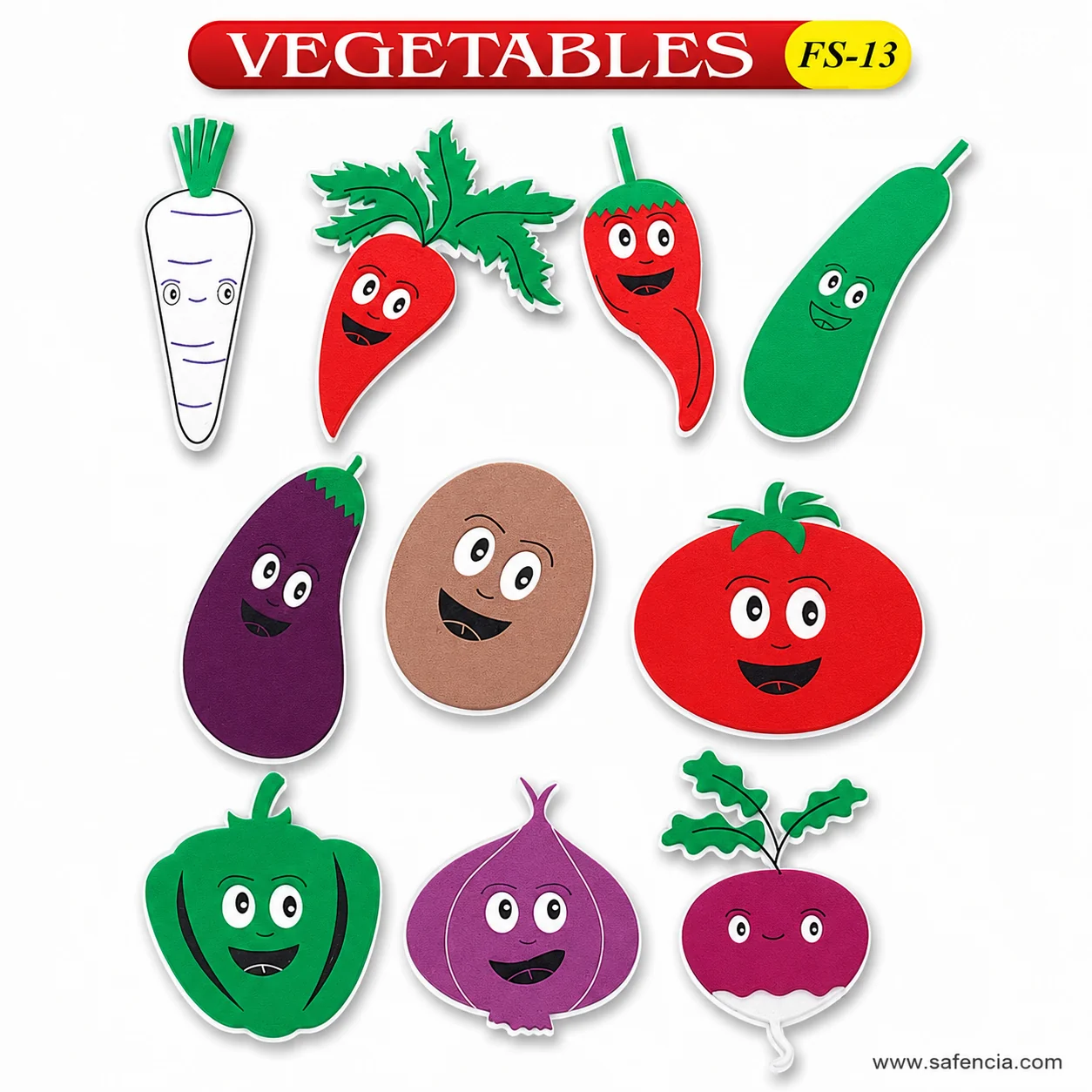 Vegetables foam wall set with its red banner and the FS-13 model code in view