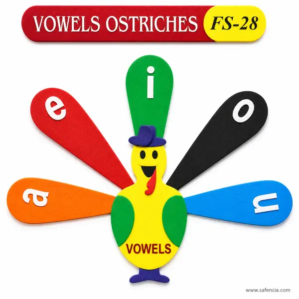 Vowels Ostrich Foam Wall Cut-Out (FS-28, a e i o u)