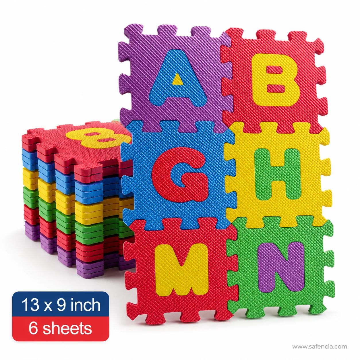 Interlocking border teeth and pop-out alphabet letters