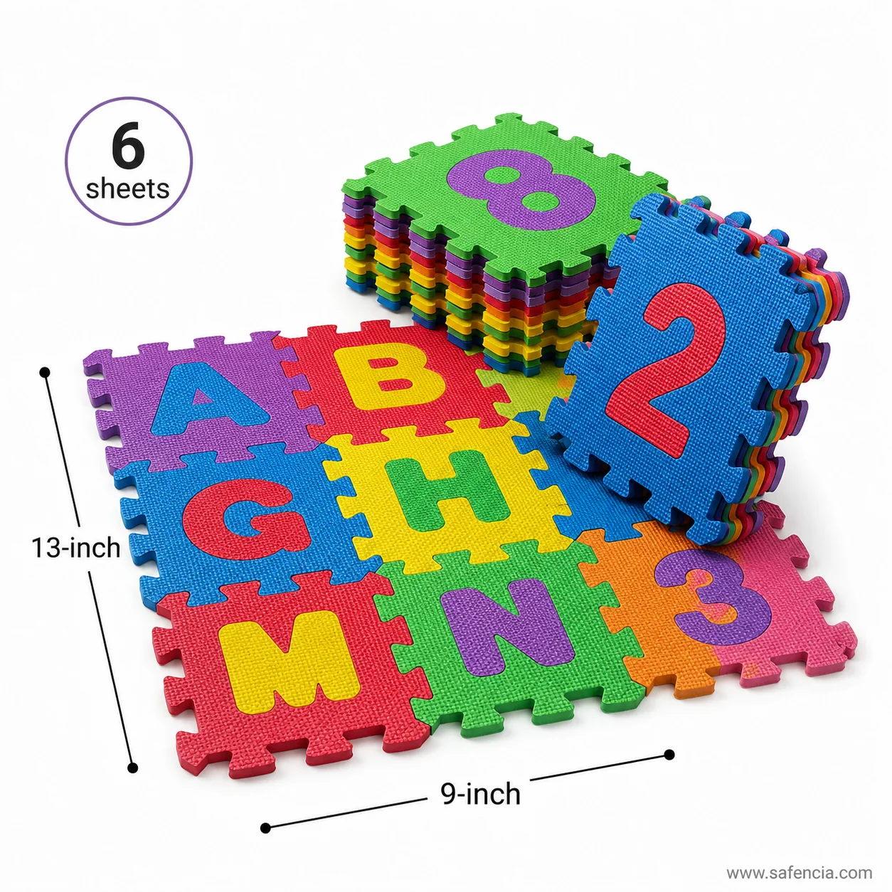 Complete 6-piece EVA puzzle floor mat set showcase
