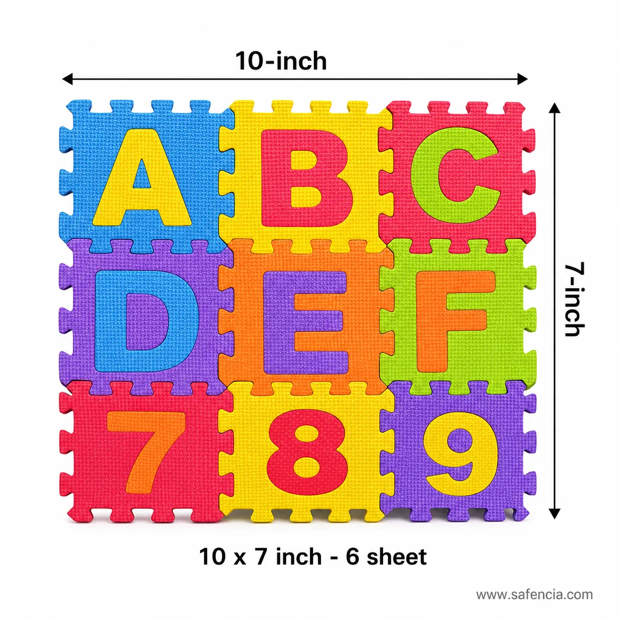 Neatly stacked colorful puzzle foam framing sheets