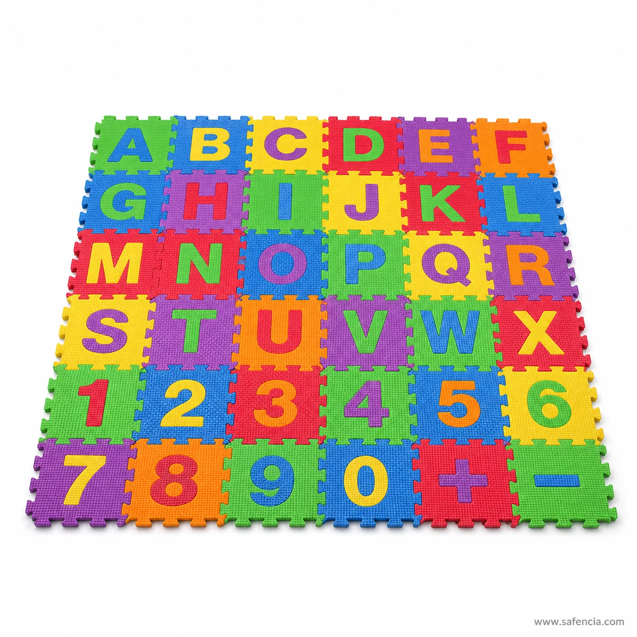Kids sitting comfortably on alphabet and numbers mat