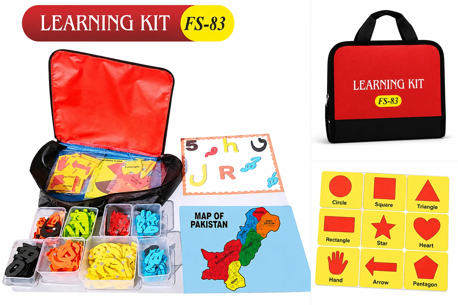 Foam shapes and educational letter tiles assortment