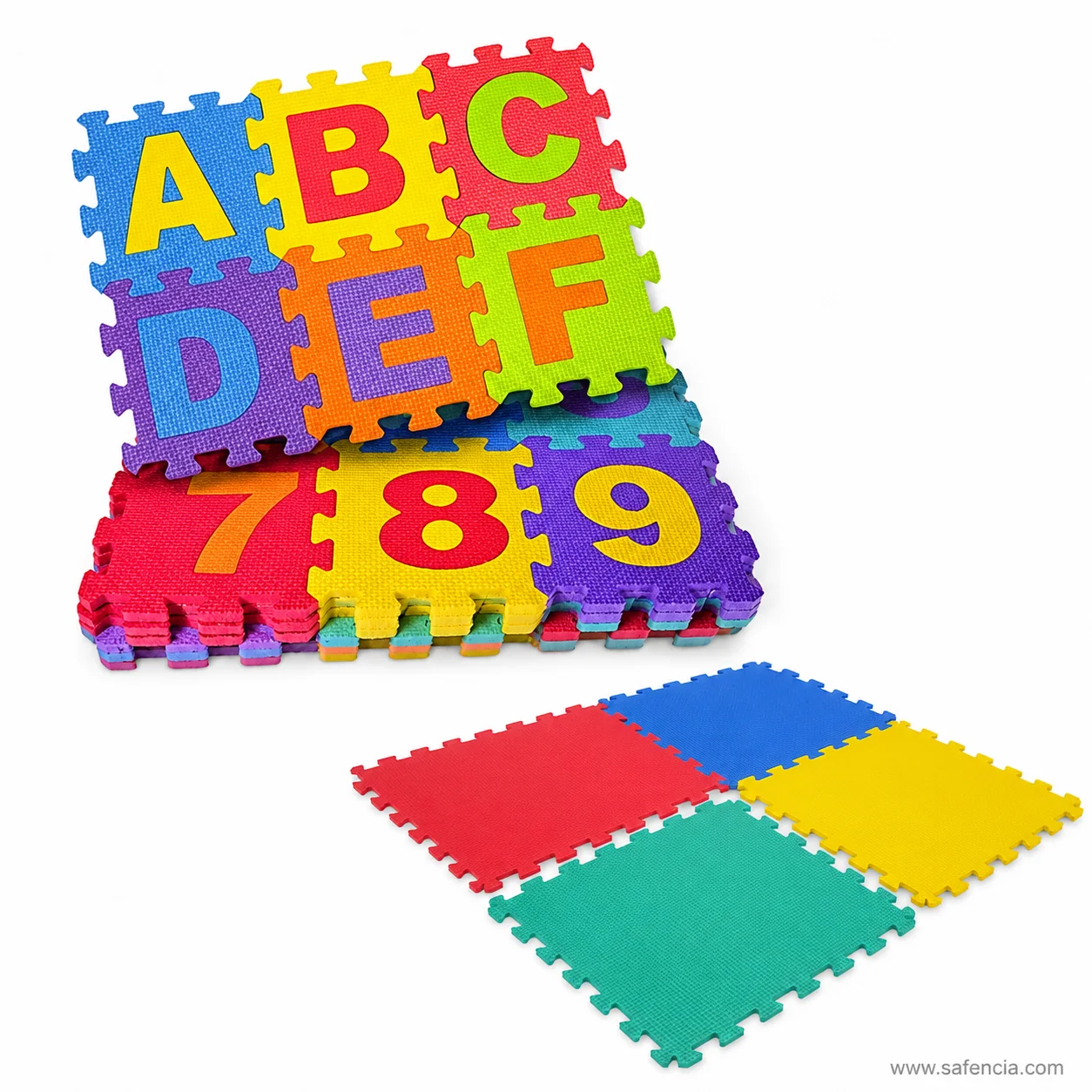 Assembled jumbo cushioned floor play mat