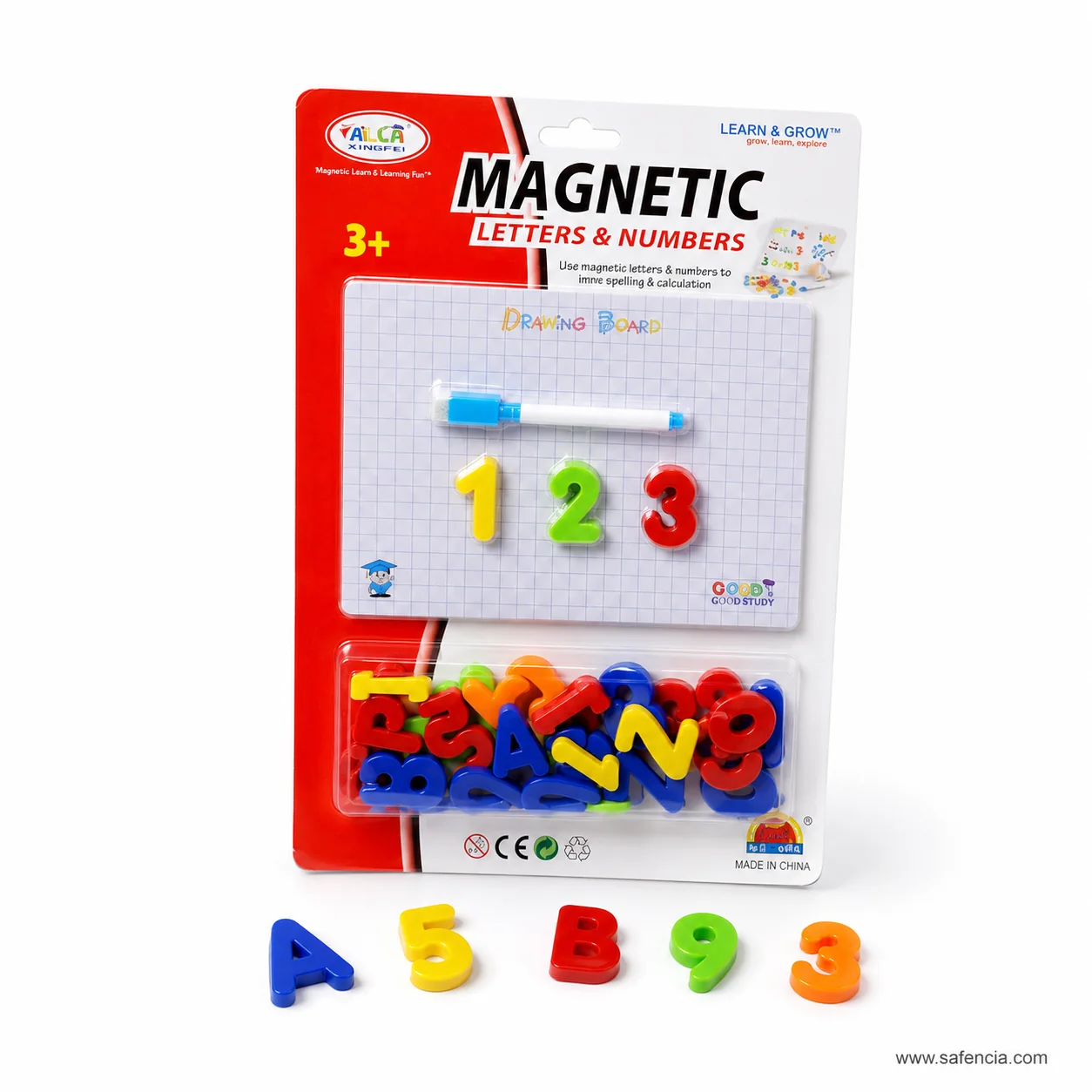 Magnetic numbers and math symbols on white board