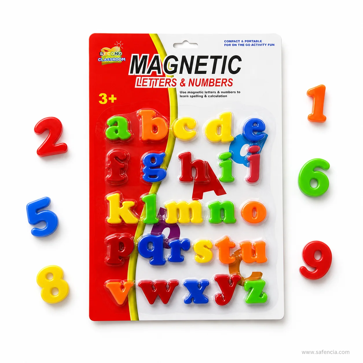 Close-up of compact colorful numbers and math signs