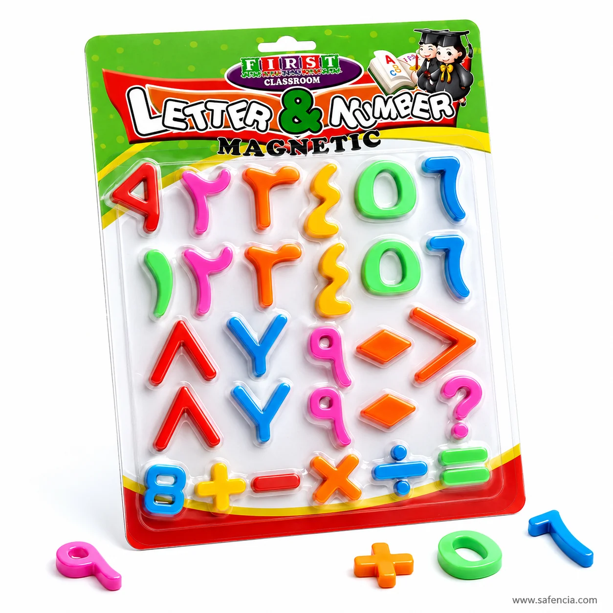Child studying Roman numerals with card