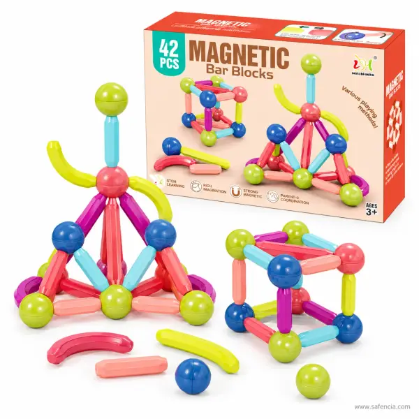 Magnetic Bar Blocks 42 Pcs (Magnetic Sticks and Balls Construction Set)