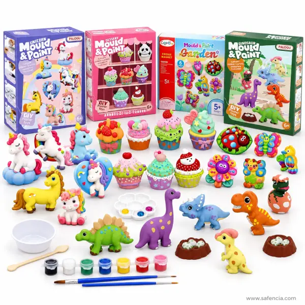 Mould & Paint Plaster Craft Kit (Dinosaur, Unicorn, Dessert or Garden Magnets)