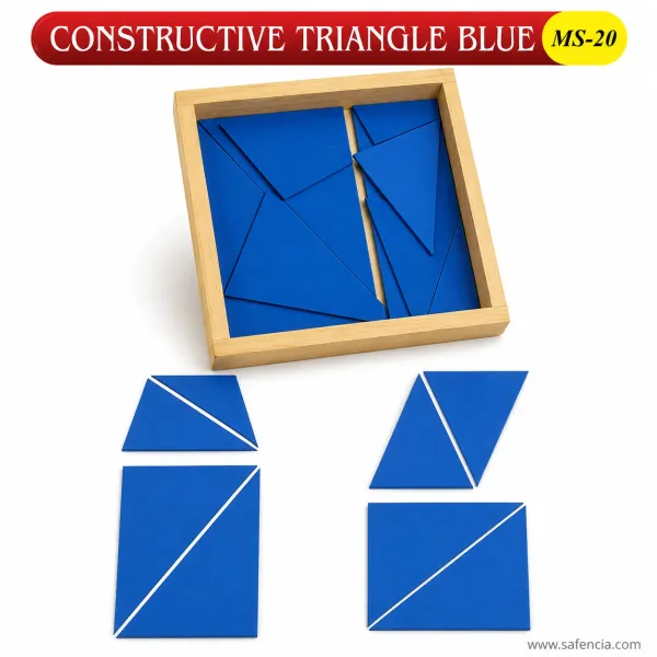Montessori Blue Constructive Triangles Set (Solid Beechwood Geometric Exploration Box)