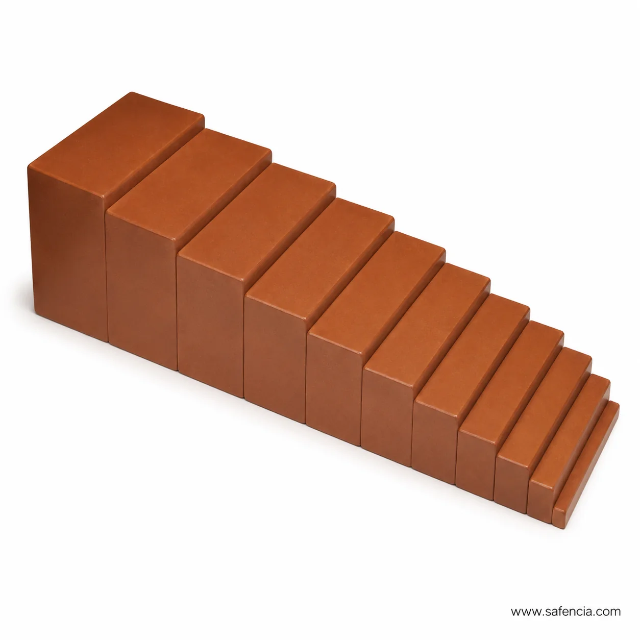 Brown stairs arranged by thickness