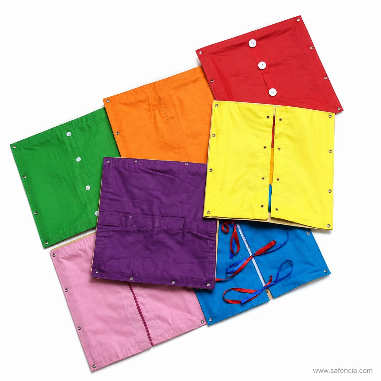 Dressing frames fabric and fasteners close up