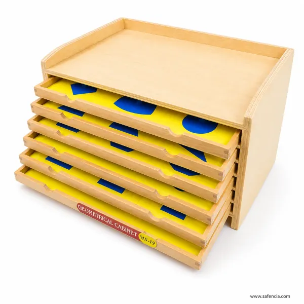 Montessori Geometric Cabinet (Solid Beechwood 6-Drawer Demonstration Tray)