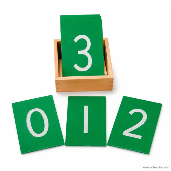 Montessori Sandpaper Numbers 0 to 9 with Wooden Storage Box (Tactile Math Cards)