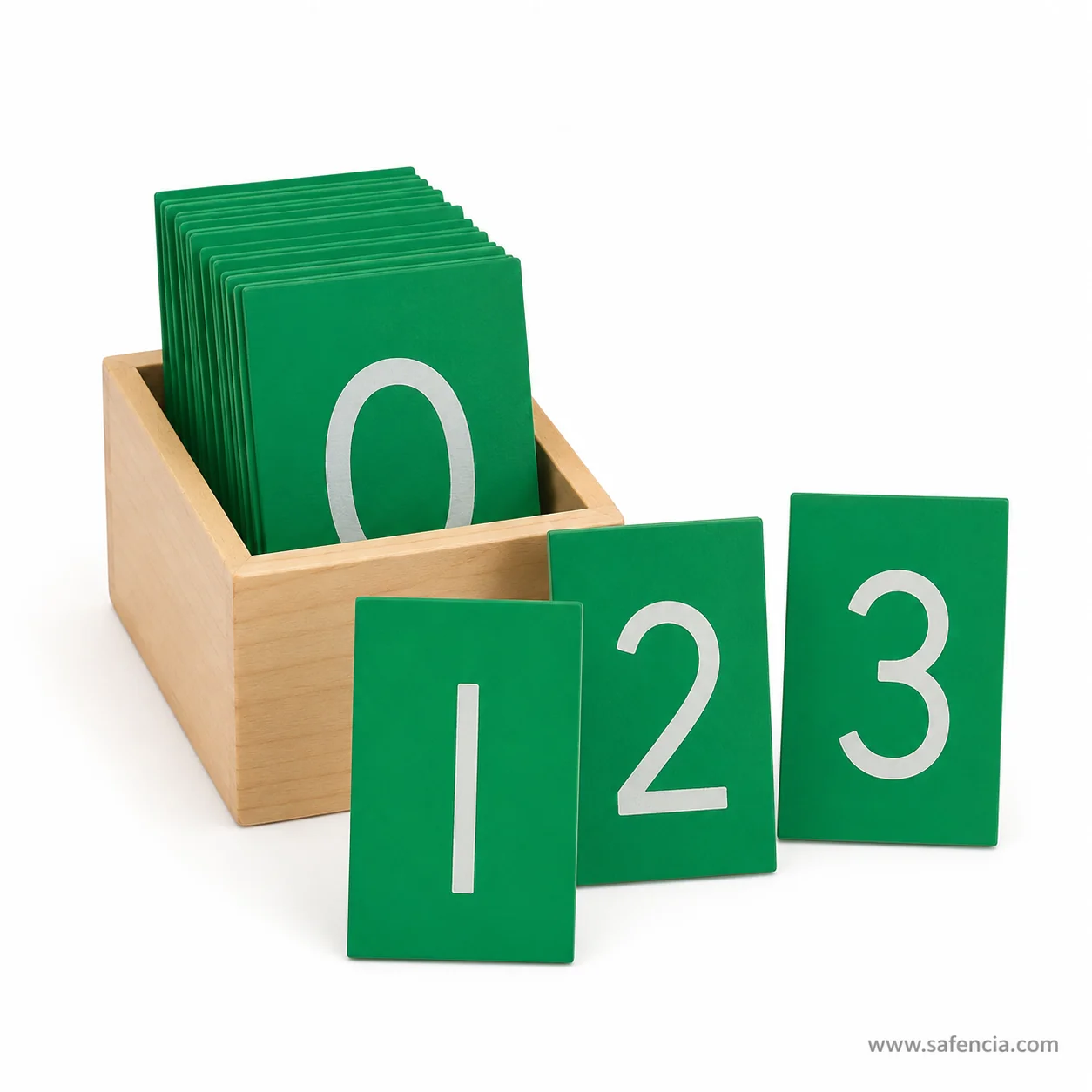 Hardwood storage box with sandpaper number cards