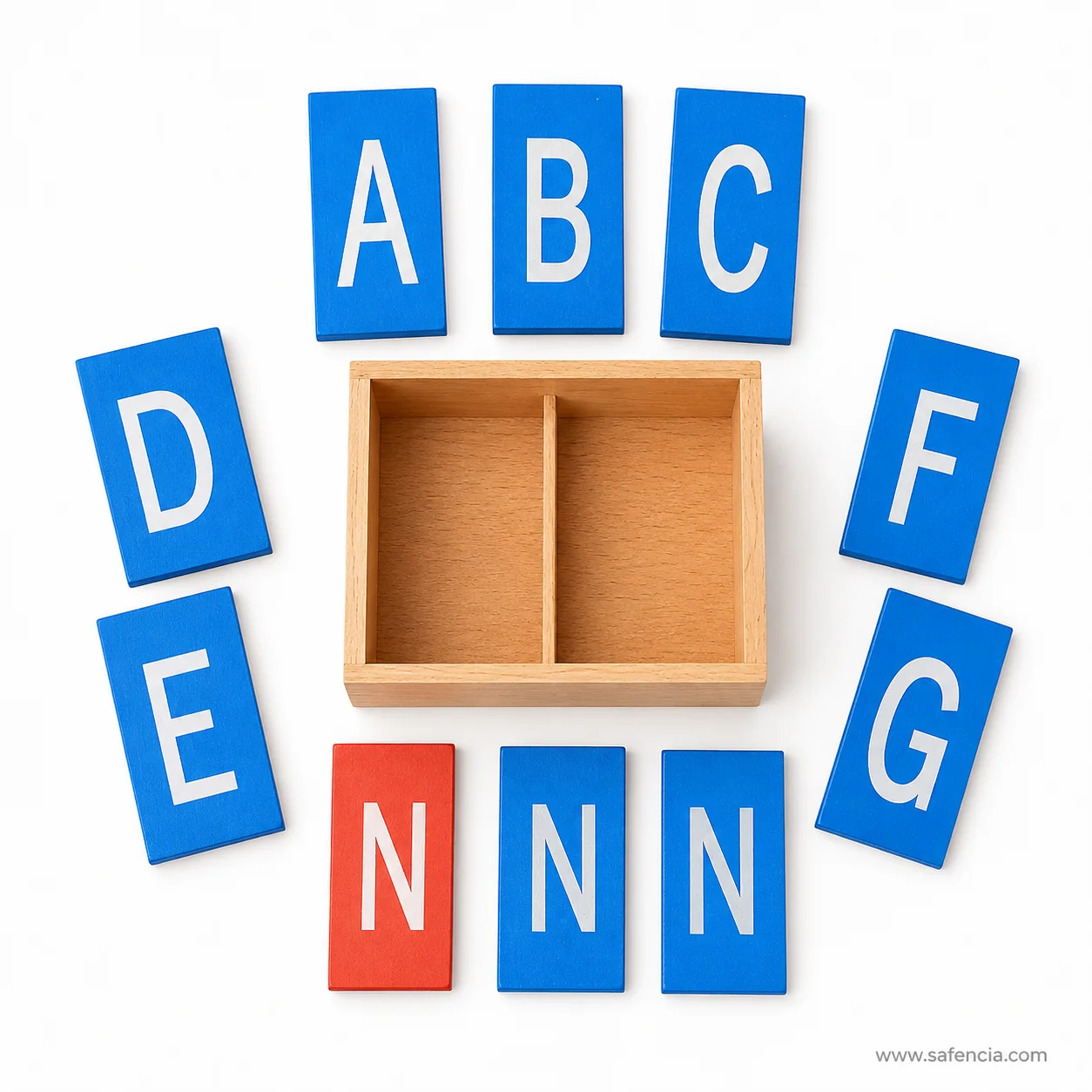 Child tracing capital letter A on sandpaper card