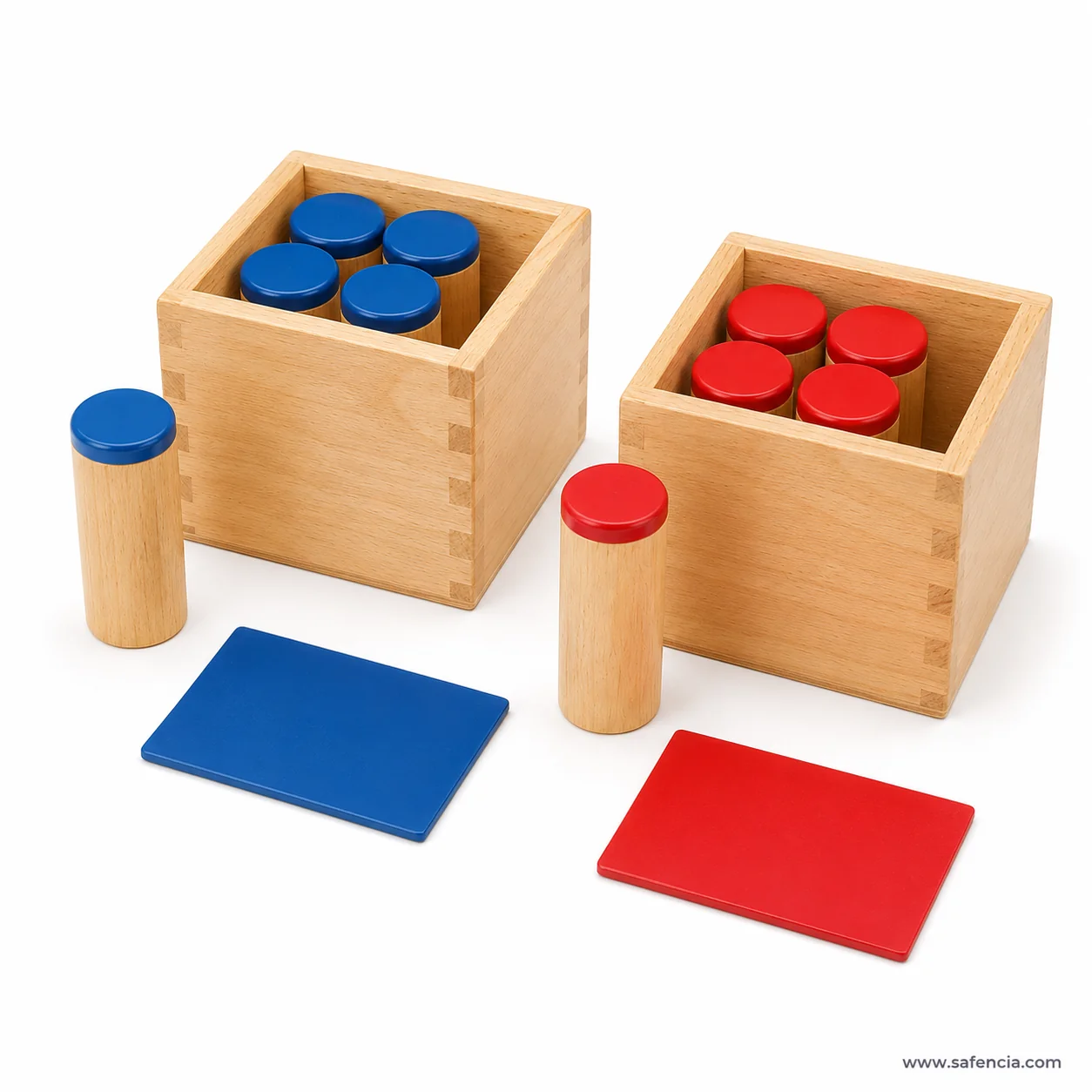 Child testing auditory sound cylinder pitch