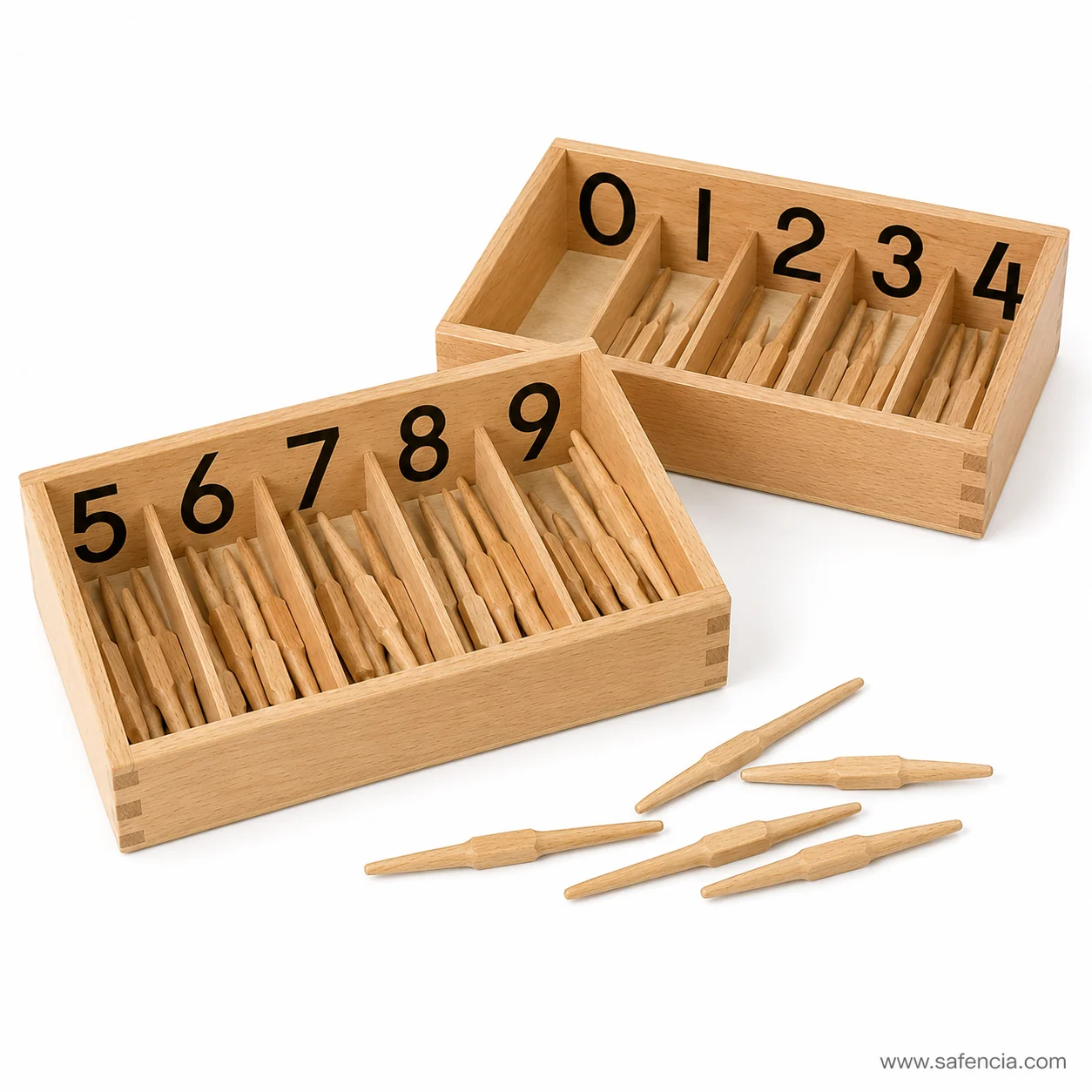 Spindle box compartments showing numbers 0 to 9