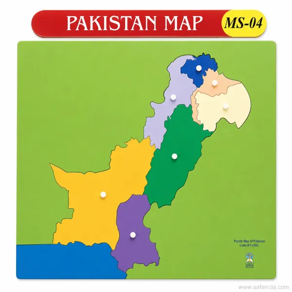 Montessori Pakistan Map Wooden Puzzle Cabinet Board (Provinces & Geography)