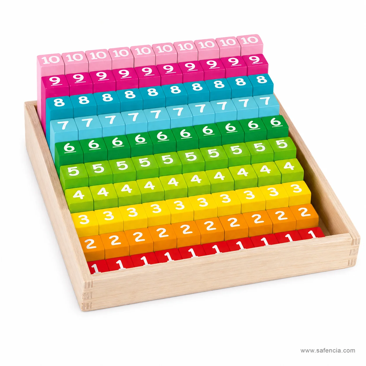 Rainbow counting rods and arithmetic tiles inside hardwood box